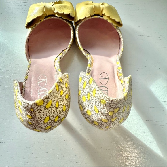 Valentino RED Daisy Floral Bow Heels Made in Italy Size 38 US 8 Yellow - Picture 5 of 13